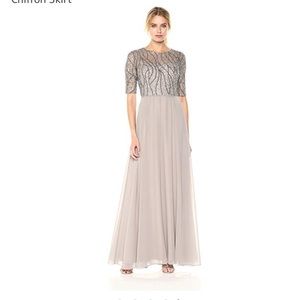 Adrianna Papell Grey Beaded Gown NWT!